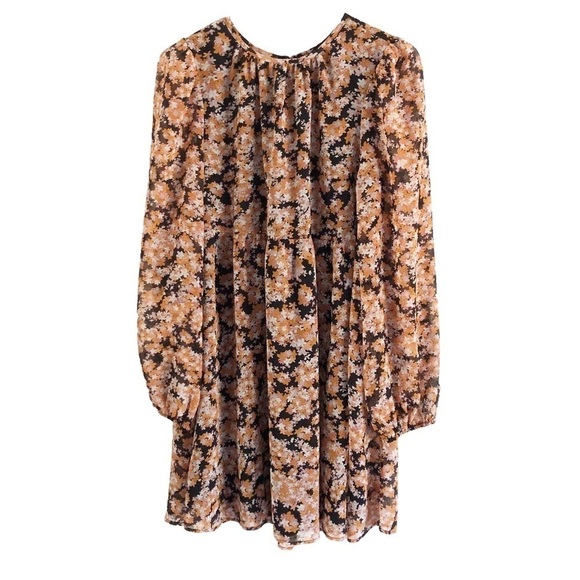 Sanctuary Womens Harvest Floral Shirred Neck Babydoll Mini Dress Small - Picture 6 of 15